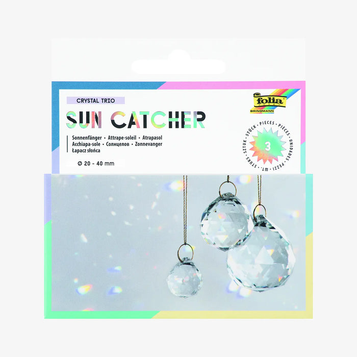 Folia | Sun Catcher | CRYSTAL Trio | 3 Kristalle | Ø 20|30 und 40 mm | 16m-Goldgarn
