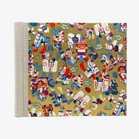 Fotoalbum-20x23cm-60Seiten-creme-Fotokarton-cover-chiyogami-Papier-Motiv-Bogen1104C-Horses-gold
