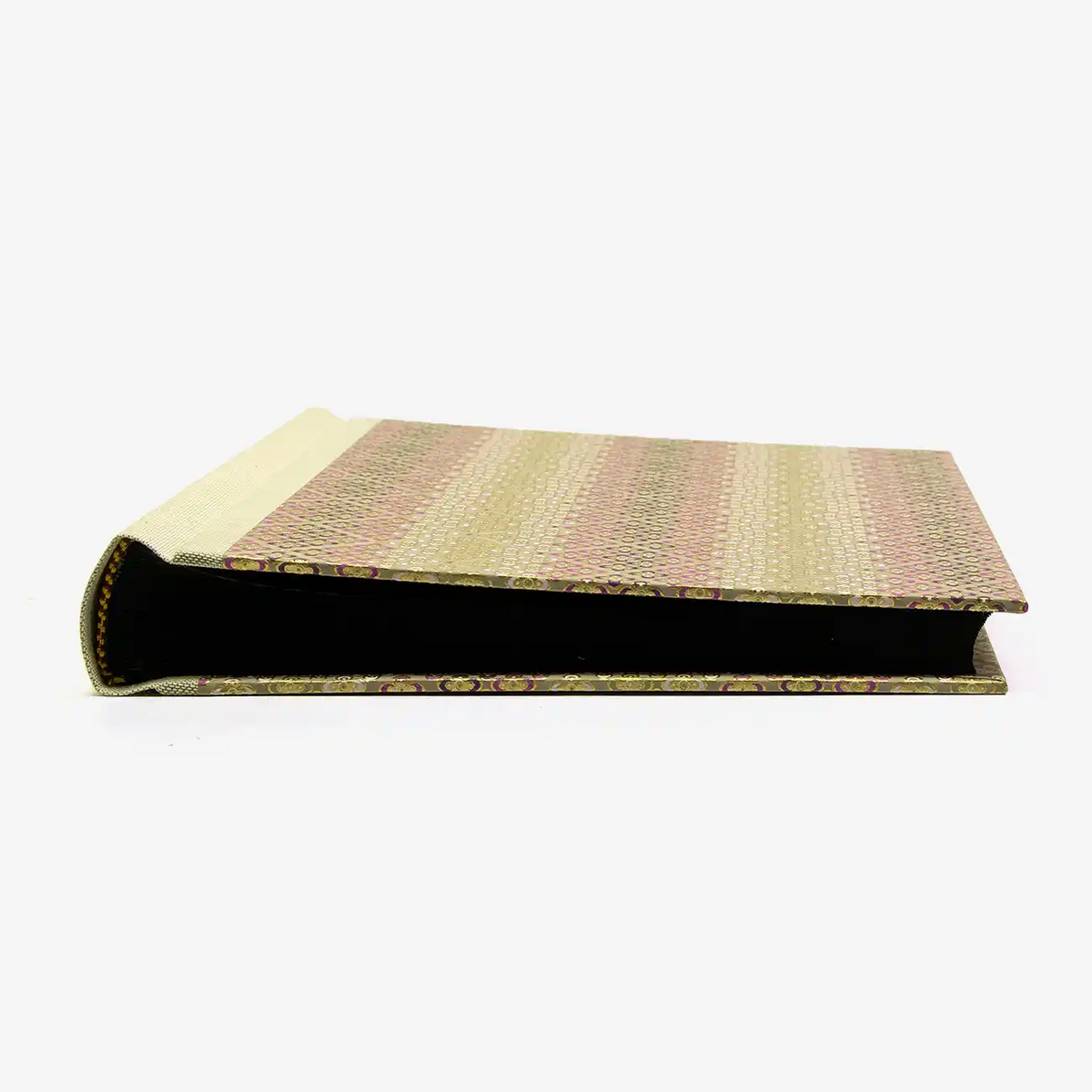 Fotoalbum-24x20cm-60Seiten-creme-Fotokarton-Cover-Chiyogami-Motiv-geometrisch-floral-rose-liegend-von-vorn