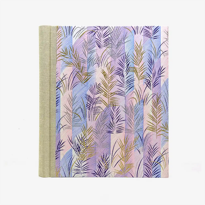 Fotoalbum-24x20cm-60Seiten-schwarzer-Fotokarton-Cover-Chiyogami-Motiv-Zweige-purple-von-vorn