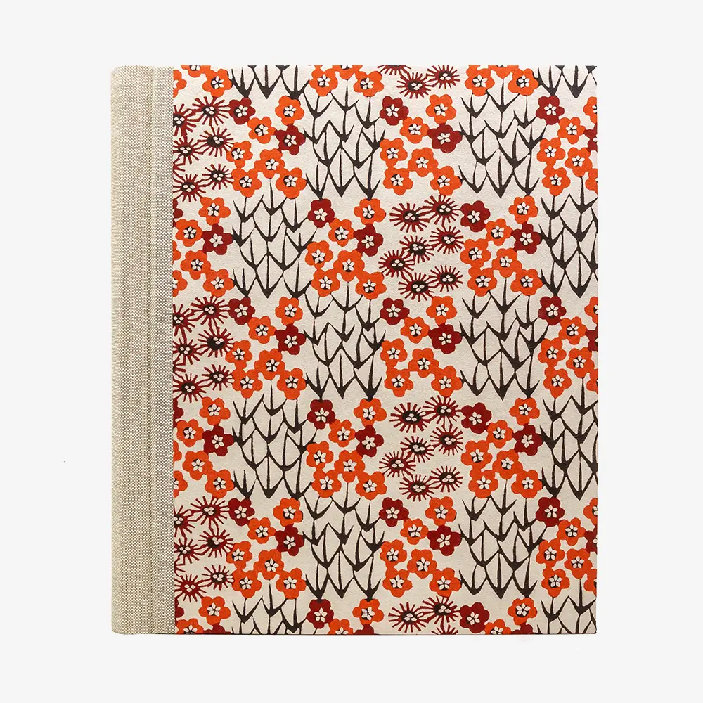 Fotoalbum | H24xB20cm | 60 cremefarbene Seiten | Katazome-Shi | Motiv: Kornblumen Rot