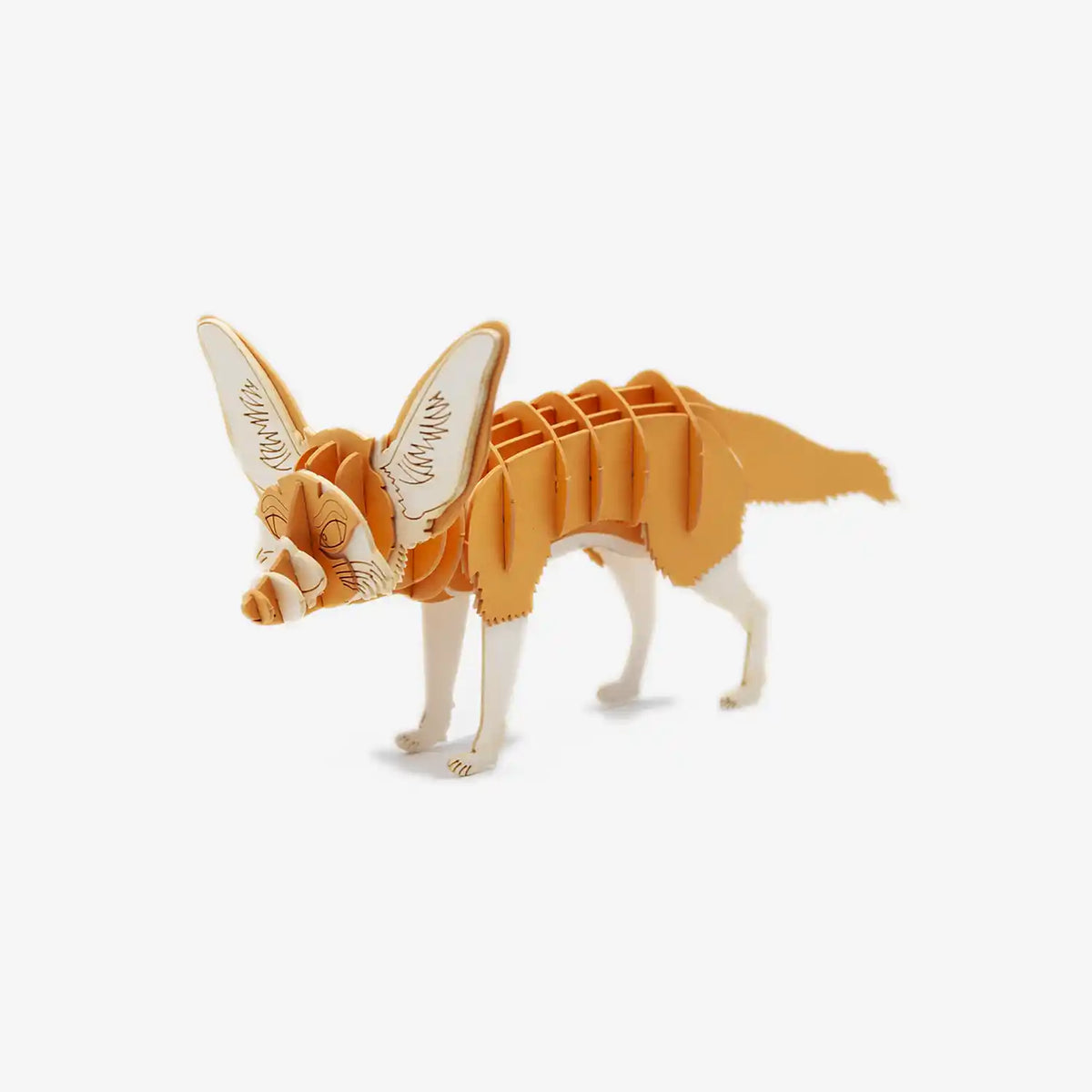 Fridolin-3D-Bastellset-tiermodell-gelasertt-Karton-3D-Papiermodell-Wuestenfuchs-Modell-Produktansicht