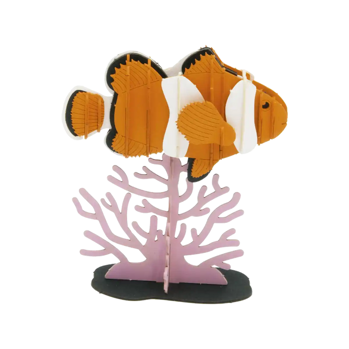 Fridolin-3DPapiermodell-Clownfish-spezialkarton-gelasert-aufgebaut-Produktansicht
