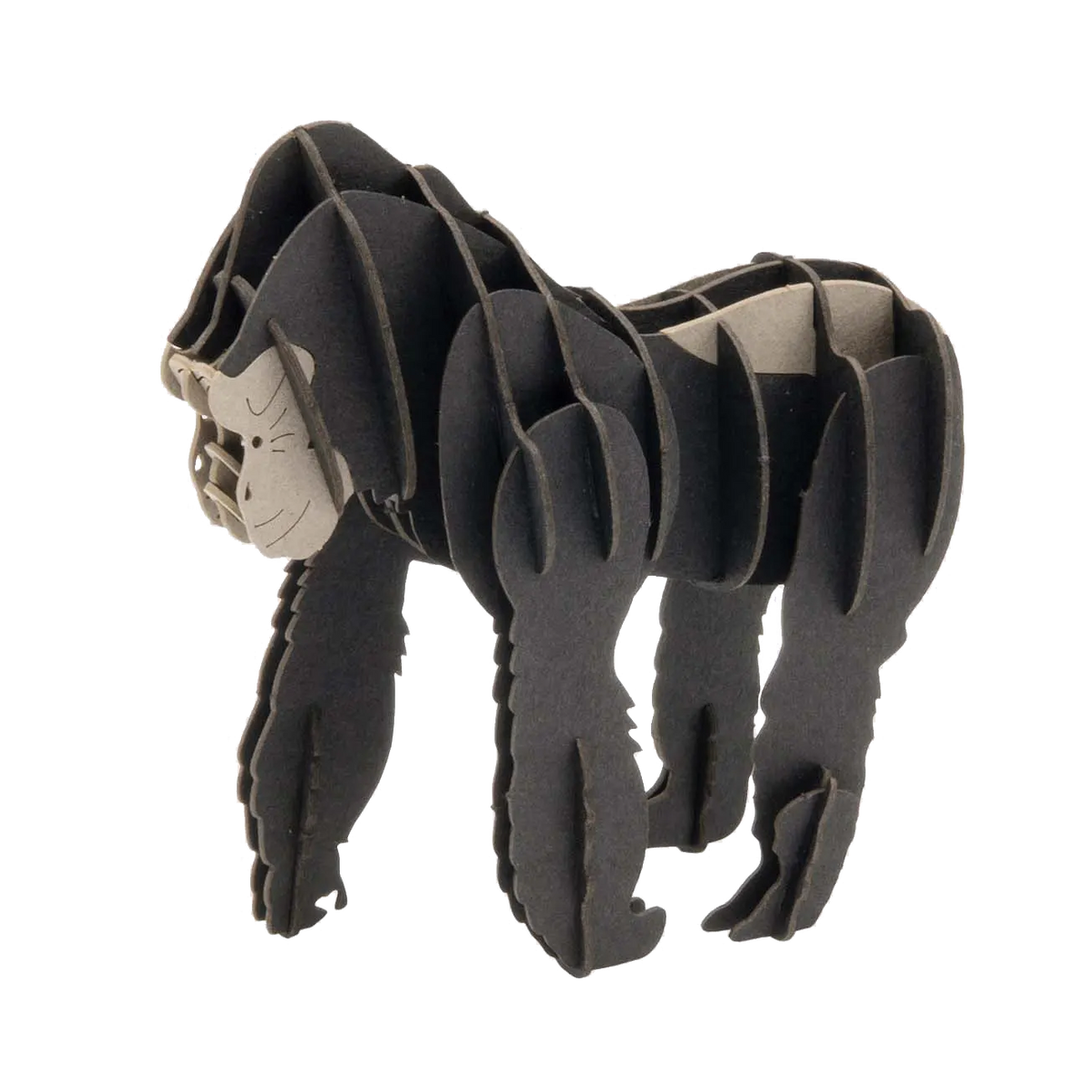 Fridolin_3d_Papiermodell_Gorilla_Spetialkarton-gelasert-aufgebaut-Produktansicht-1