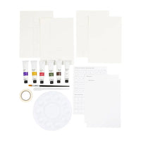 Gouache-Kreativ-box-6-tuben-Farbe-aqaurellpapier-Palette-pipette-Anleitung-Kreppband-Pinsel-Inhalt