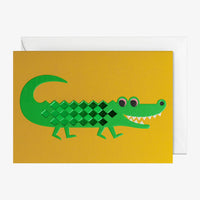 Grusskarte-Klappkarte-A6-Lagom-Grusskarte-Ingela-P-Arrhenius-Happy-Crocodile-Produktansicht-mit-Umschlag