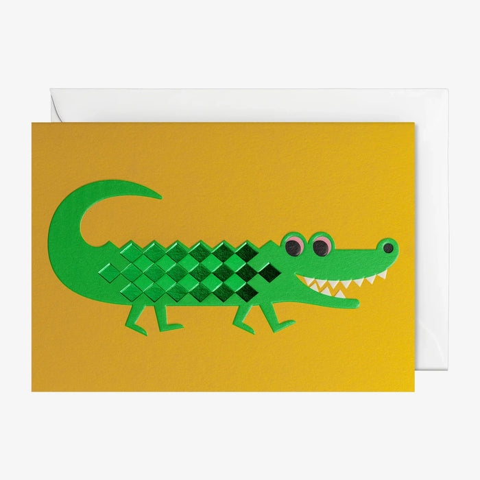 Grusskarte-Klappkarte-A6-Lagom-Grusskarte-Ingela-P-Arrhenius-Happy-Crocodile-Produktansicht-mit-Umschlag