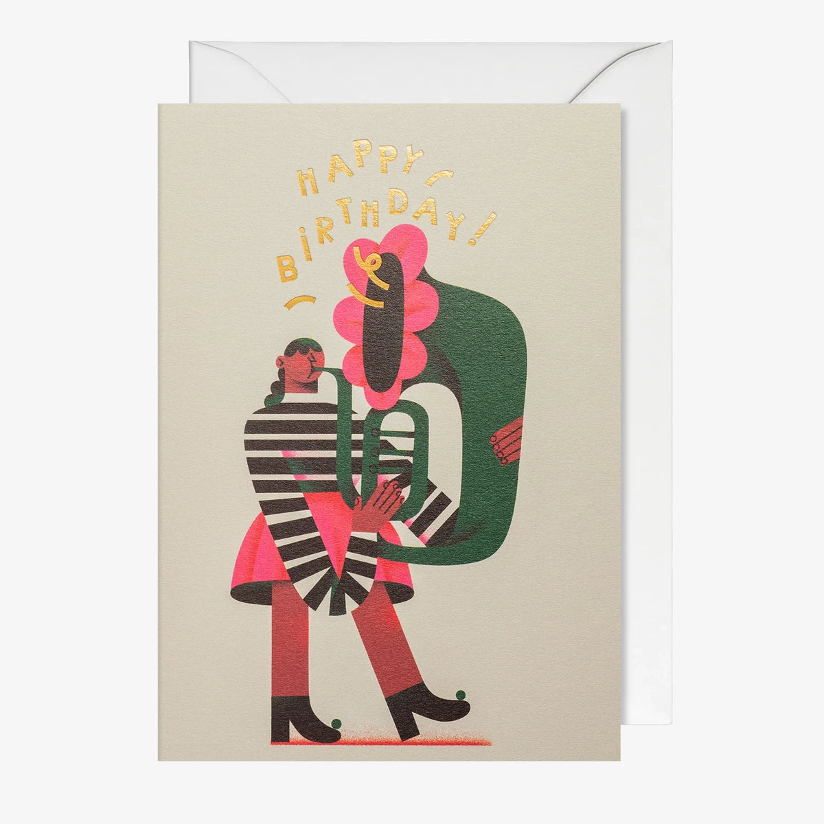 Grusskarte-Klappkarte-A6-Lagom-Grusskarte-TaniaYakunova-Tuba-Girl-Text-Happy-Birthday-Produktansicht-mit-umschlag