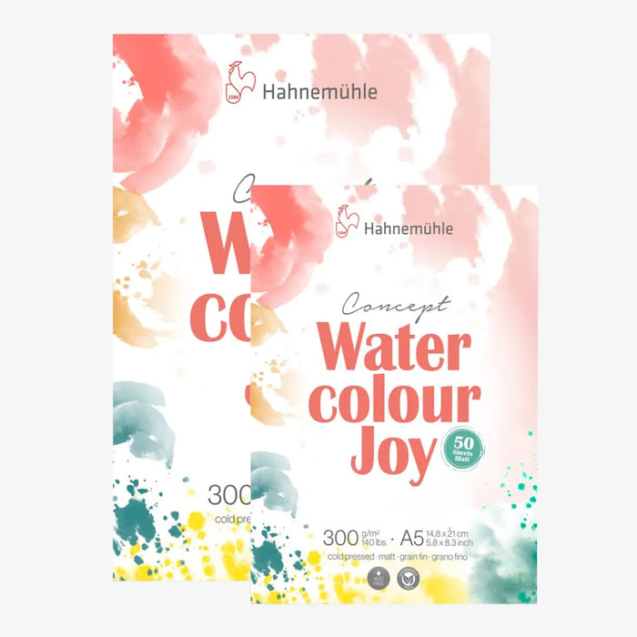 Hahnemuehle-Watercolor-joy-300grm-50blatt-A4-und-A5-oberflaeche-matt-cold-press-cover-von-vorn