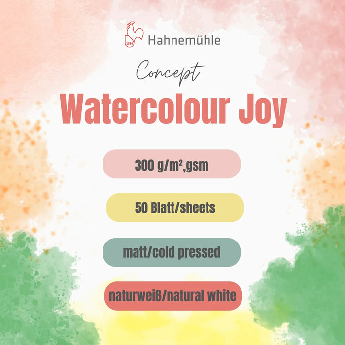 Hahnemuehle-Watercolor-joy-300grm-50blatt-A5-oberflaeche-matt-cold-press-Beschreibung