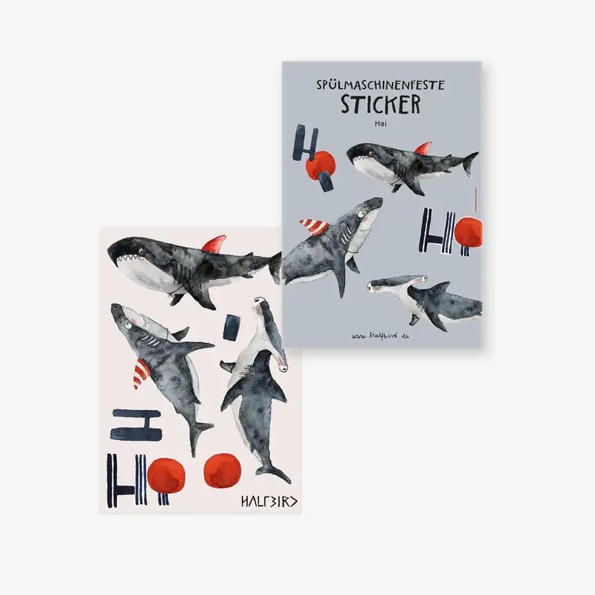 Halfbird | spülmaschinenfeste Sticker | "Hai" | Pocket Edition