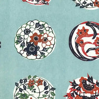 KAtazome-Shi-Bogen-Ausschnitt-Motiv-Blumen-Mustern-gefuellte-Kreise-auf-Tuerkis-2