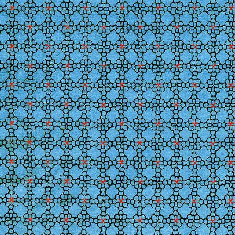 KAtazome-Shi-Bogen-Ausschnitt-Motiv-Geometrisch-Motiv-abstrakte-Blumen-blau-1