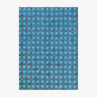 KAtazome-Shi-Bogen-Ausschnitt-Motiv-Geometrisch-Motiv-abstrakte-Blumen-blau