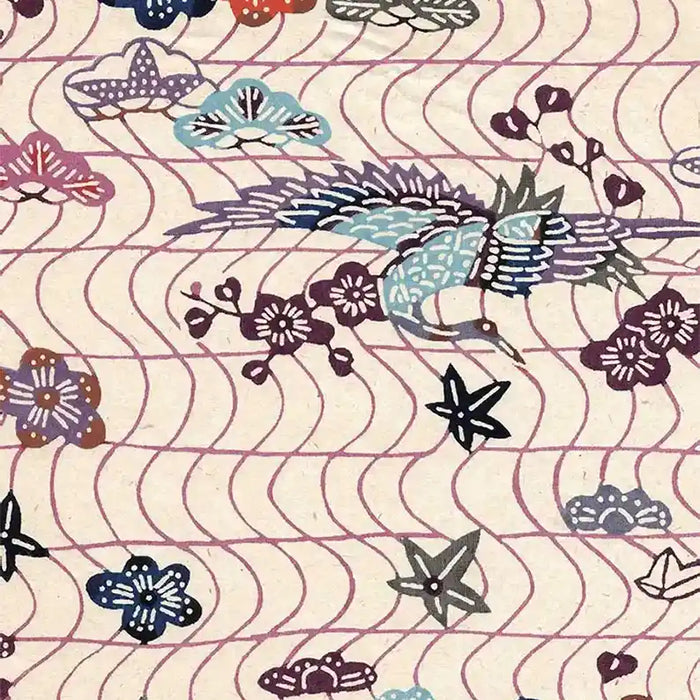 KAtazome-Shi-Bogen-Ausschnitt-Motiv_-_Blumen_-Mustern-Kranich-Blumen-_auf-_Strichraster-pastell-1