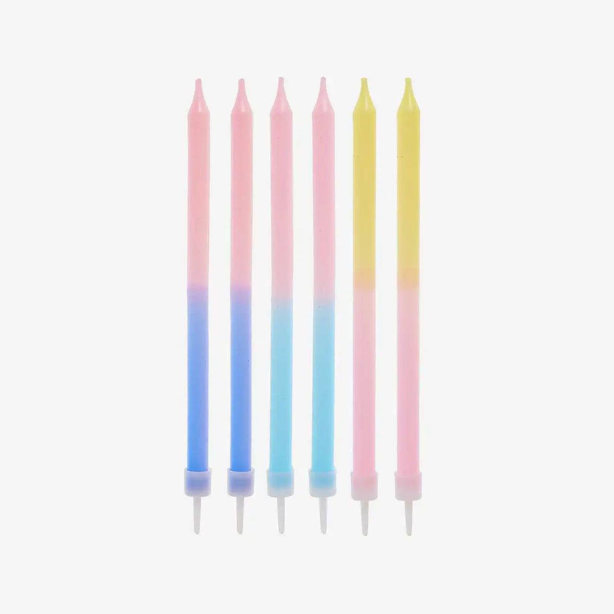 Kerzen-Set-14Stk-Dip-Dye-Blau-Pink-Gelb-O0_7x12_5cm-Produktansicht
