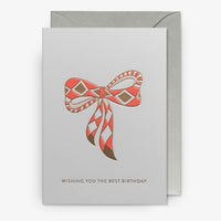 Klappkarte-mit-Umschlag-Format-A6-109x155mm-Designer-Hanna-Werning-Motiv-Red-Bow-Wishing-You-the-Best-Birthday