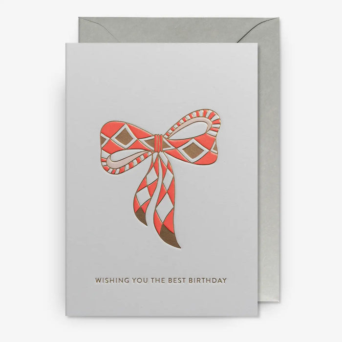 Klappkarte-mit-Umschlag-Format-A6-109x155mm-Designer-Hanna-Werning-Motiv-Red-Bow-Wishing-You-the-Best-Birthday