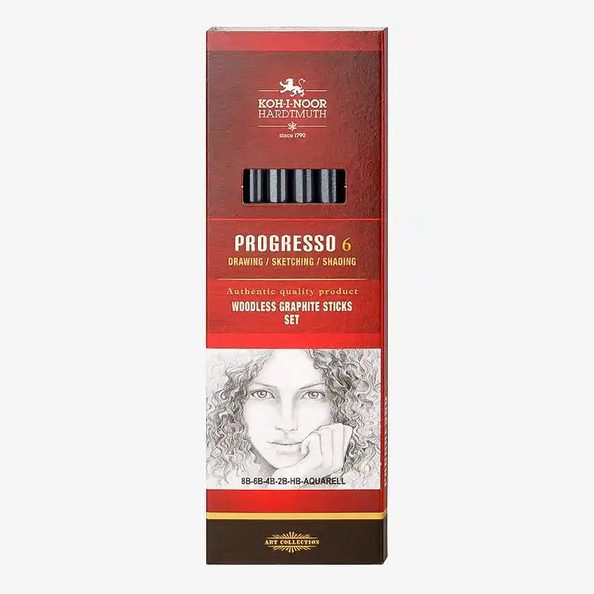 Progresso Aquarell Graphit / Vollminenstifte / 6er Set