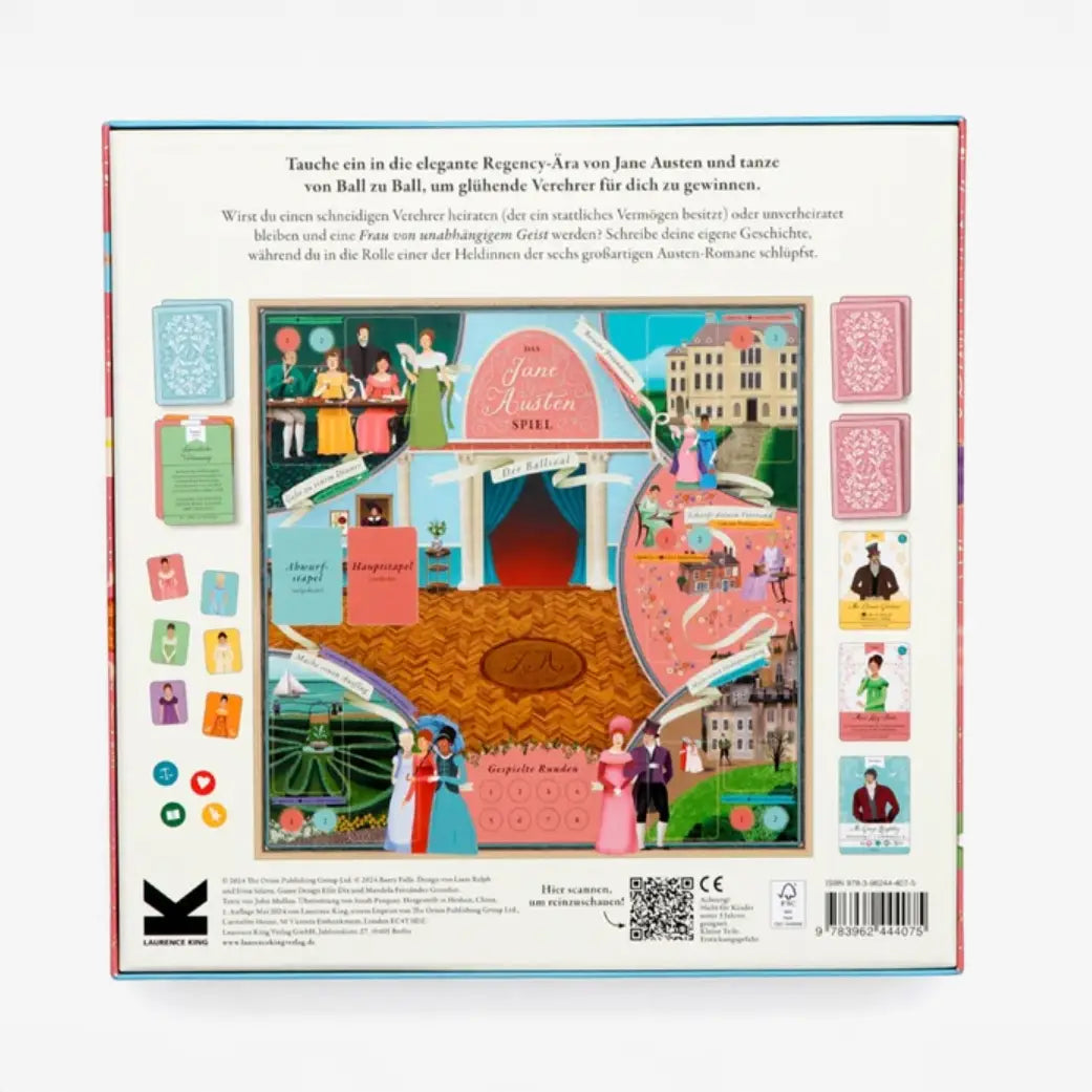 LAurence-KIing-verlag-Das-Jane-Austen-Spiel-Ein-brandneues-Brettspiel-Box-Produktansicht-Rückseite