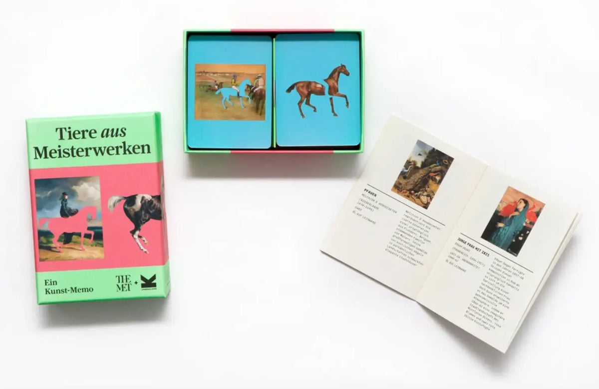 LAurence-KIing-verlag-Tiere-aus-Meisterwerken-Ein-Kunst-Memo-Verpackung-Produktansich-Box-offen+inhalt