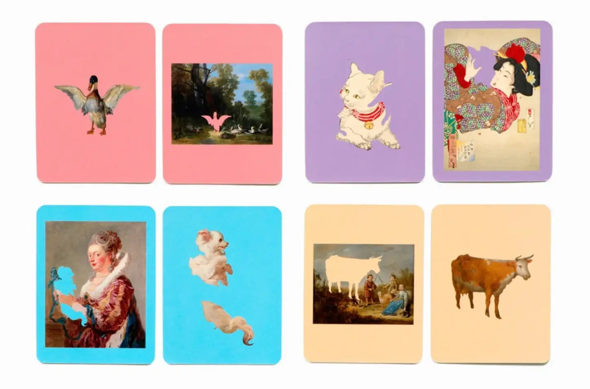 LAurence-KIing-verlag-Tiere-aus-Meisterwerken-Ein-Kunst-Memo-Verpackung-Produktansich-KArten-inhalt