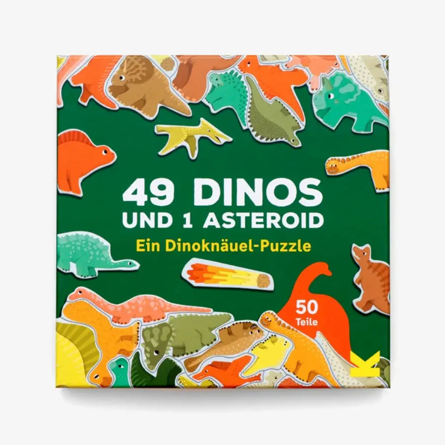 LAurence-King-verlag-Puzzle-fuer-Kinder-49-Dinos-und-1Asteroid-Ein-Dinoknaeuel-Puzzle-50Teile-box-Verpackung