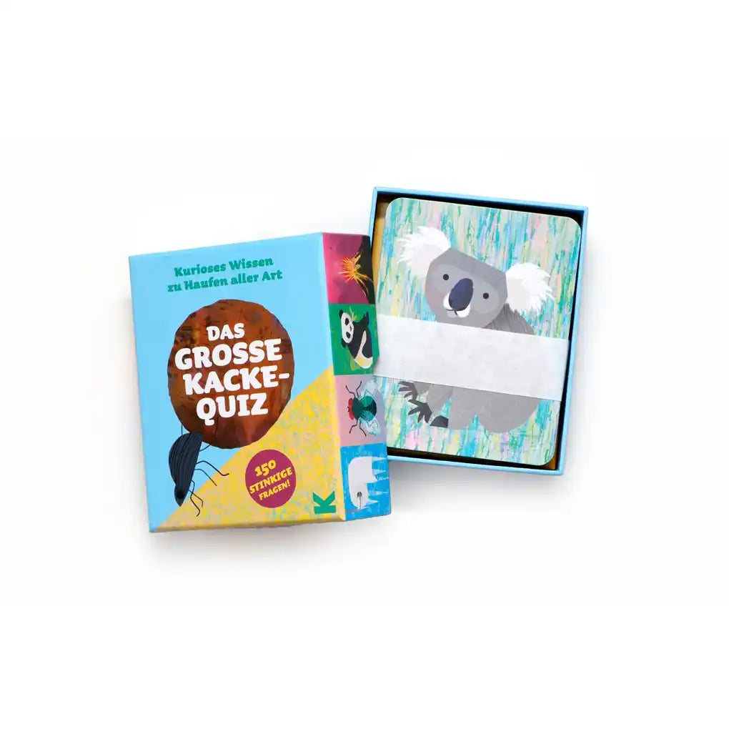 Laurence-King-Verlag-Das-grosse-Kacke-Quiz-Kartenspiel-Verpackung-Box-produktansicht-geöffnet+inhalt-2