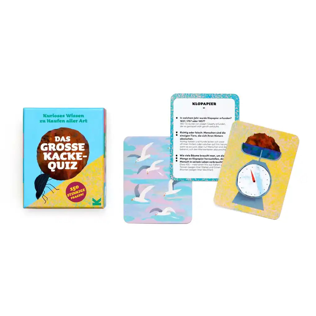 Laurence-King-Verlag-Das-grosse-Kacke-Quiz-Kartenspiel-Verpackung-Box-produktansicht-oben+Inhalt