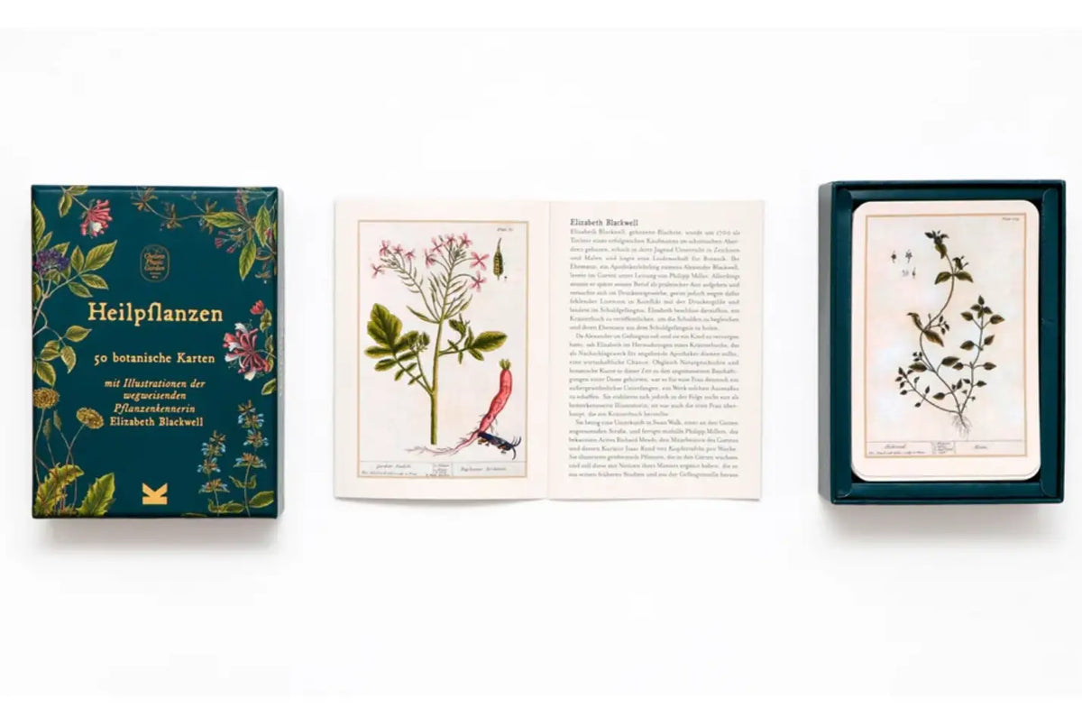 Laurence-King-Verlag-Heilpflanzen-50-botanische-Karten-Produktansicht-Box-Cover-mit-inhalt
