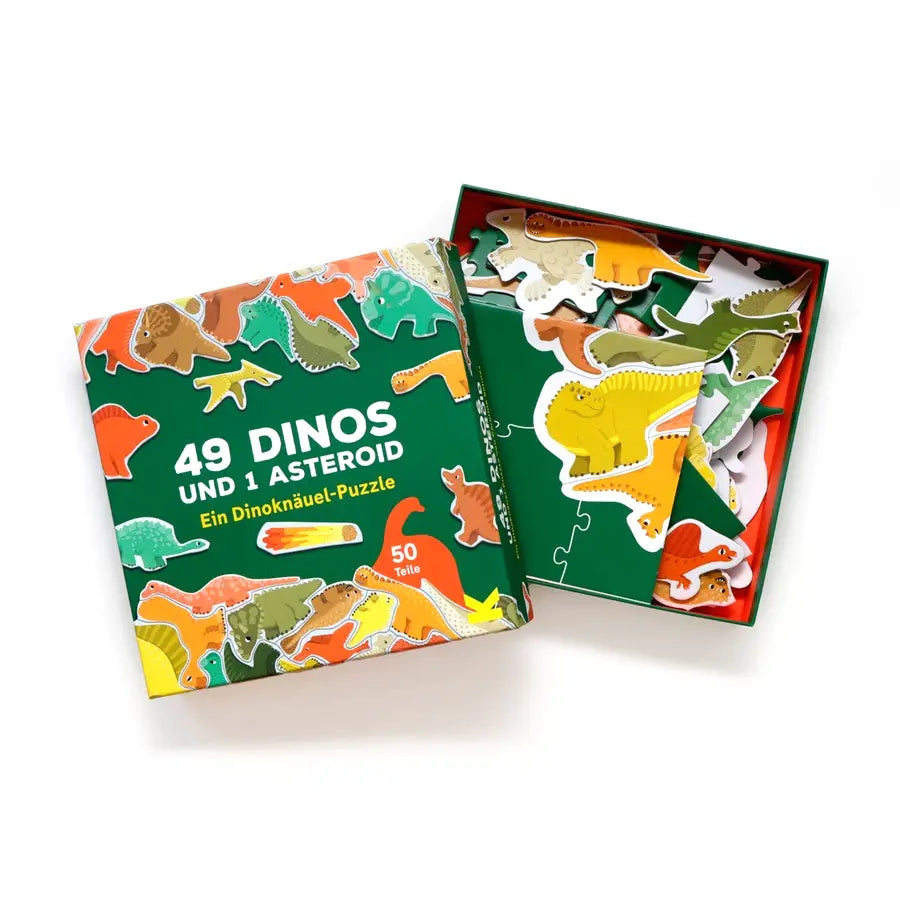Puzzle für Kinder / 49 Dinos und 1 Asteroid / Ein Dinoknäuel-Puzzle / 50 Teile / ab 6Jahren