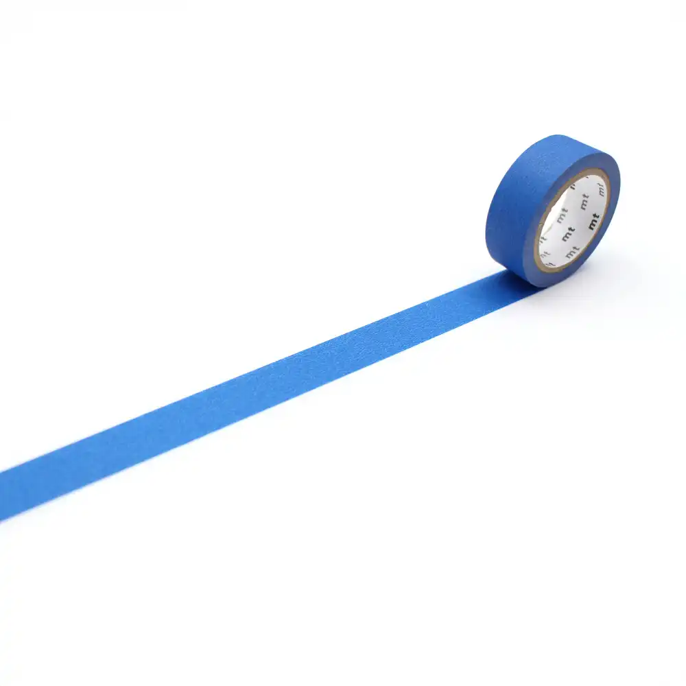 Masking-Tape-MT-01P-Washi-Tape-matte-blue-Klebeband-abgerollt