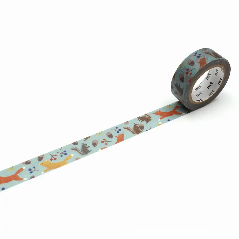 Masking-Tape-MT-EX-Washi-Tape-embroidery-fox-and-squirrel-Klebeband-abgerollt