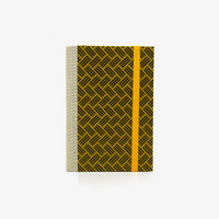 Notizbuch-blanko-9x14cm-224seiten-cover-mit-Lackpapier-Motiv-sTRICHpattern-SCHWART-AUF-GELB-Pattern-vorn