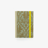 Notizbuch-blanko-9x14cm-224seiten-cover-mit-Lokat-Motiv-Ornament-braun-hellgrau-vorn