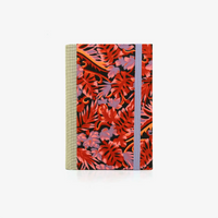 Notizbuch-blanko-9x14cm-224seiten-cover-mit-chiyogami-Motiv-Monstera-rot-vorn