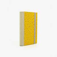 Notizbuch-blanko-9x14cm-224seiten-cover-mit-chiyogami-Motiv-Polka-Dots-gold-auf-gelb-seitlich-hinten