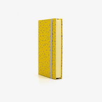 Notizbuch-blanko-9x14cm-224seiten-cover-mit-chiyogami-Motiv-Polka-Dots-gold-auf-gelb-seitlich-vorn
