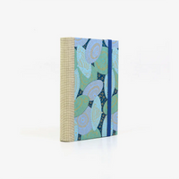 Notizbuch-blanko-9x14cm-224seiten-cover-mit-chiyogami-Motiv-Sonnenschirme-blau-Seitlich-hinten