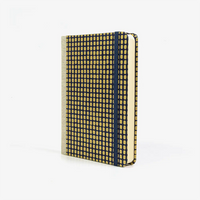 Notizbuch-liniert-12x16.5cm-244seiten-Chiyogami-Motiv-golden-Square-on-blue-cover-seitlich-von-vorn