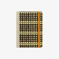 Notizbuch-liniert-12x16.5cm-244seiten-Katazome-Shi-Motiv-Rauten-braun-auf-creme-cover-von-vorn