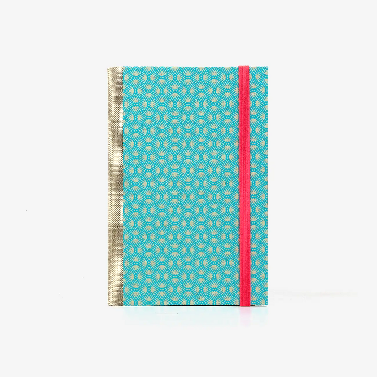 Notizbuch-liniert-A6-Blaupause-144seiten-mit-Siebdruckpapier--cover-bezogen-Motiv-Muster-Mint-cover-von-vorn