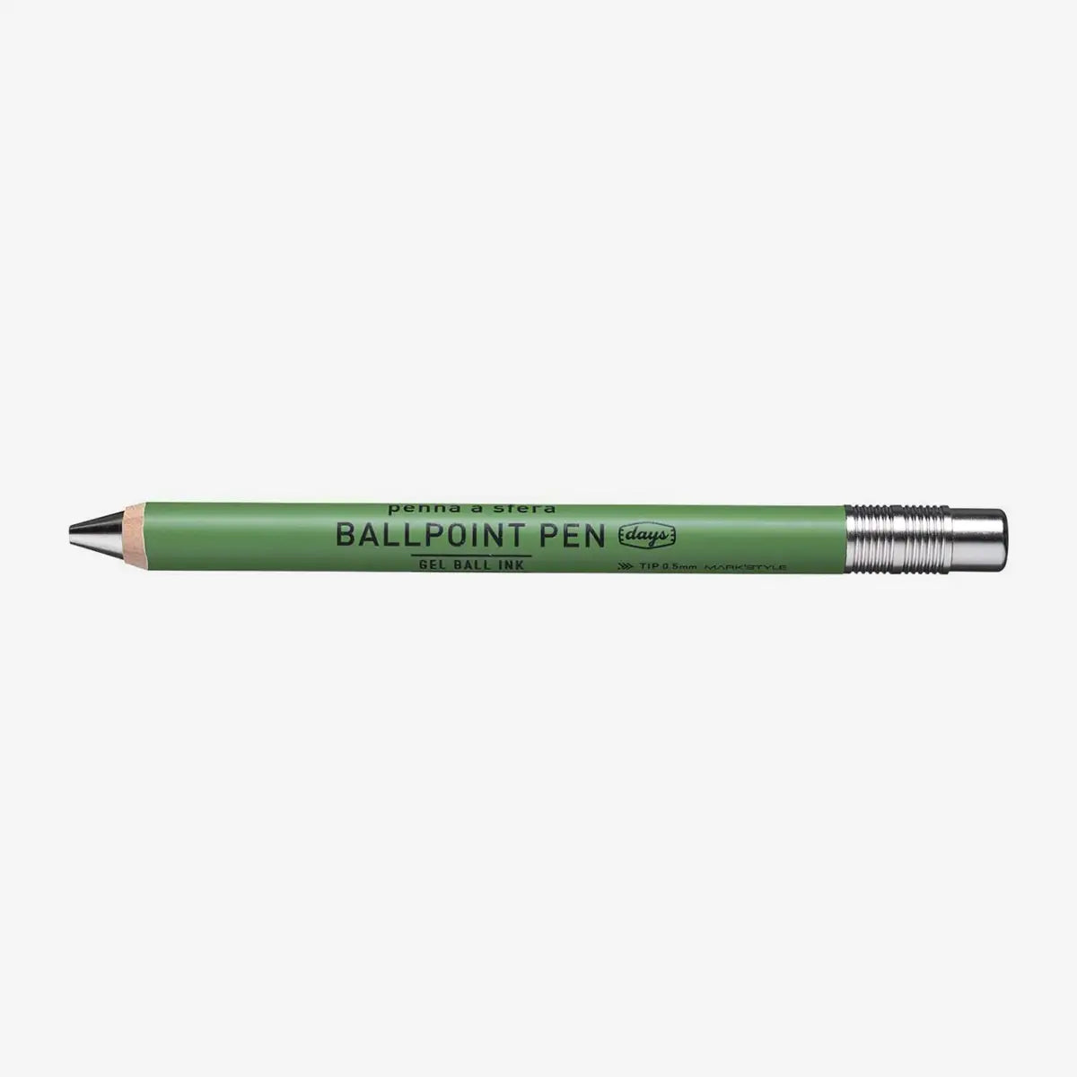 Ohto-Gel-Wood-BallPen-DAYS-Bodyfarbe-gruen-Strichfarbe-Schwarz-needle-Point-Produktansicht