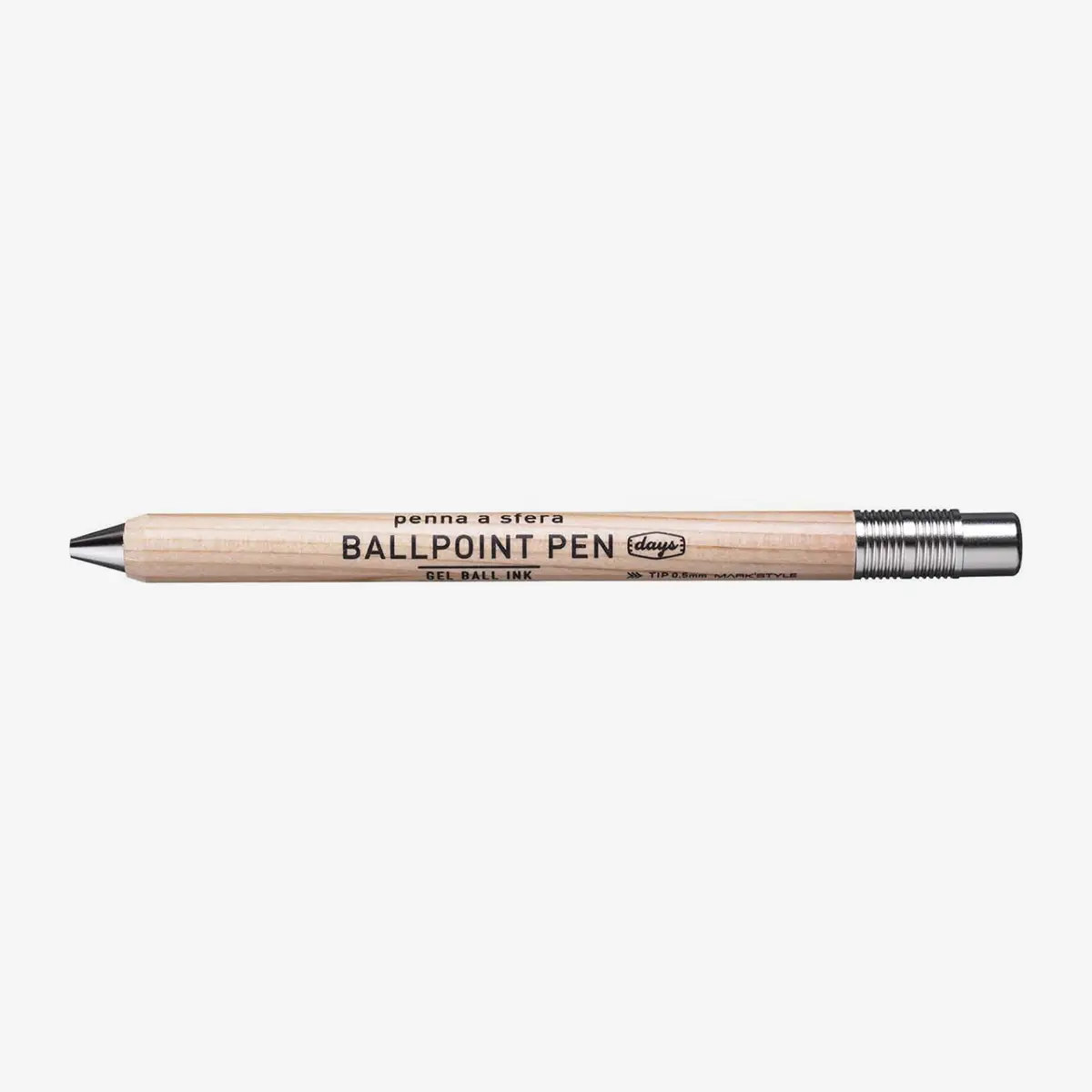Ohto-Gel-Wood-BallPen-DAYS-Bodygfarbe-natur-Strichfarbe-Schwarz-needle-Point-Produktansicht