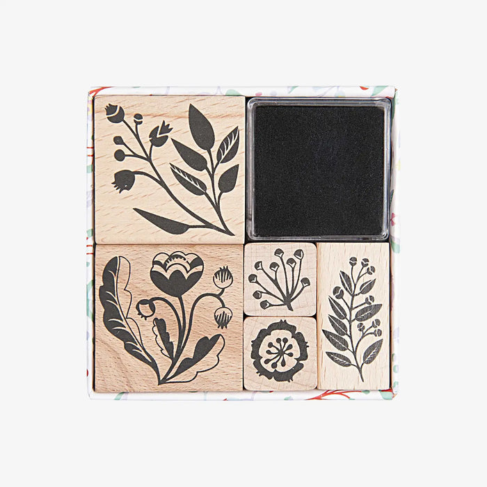 Paper-Poetry-Stempelset-Romantic-Flowers-6teilig-mit-Schwarzen-Stempelkissen-in-Verpackung