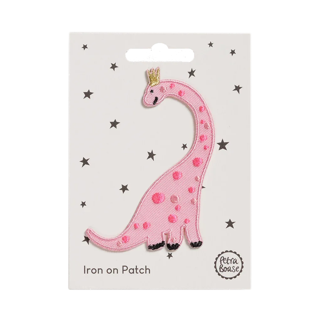 Aufbügel Patch / rosa Dinosaurier