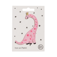 Aufbügel Patch / rosa Dinosaurier