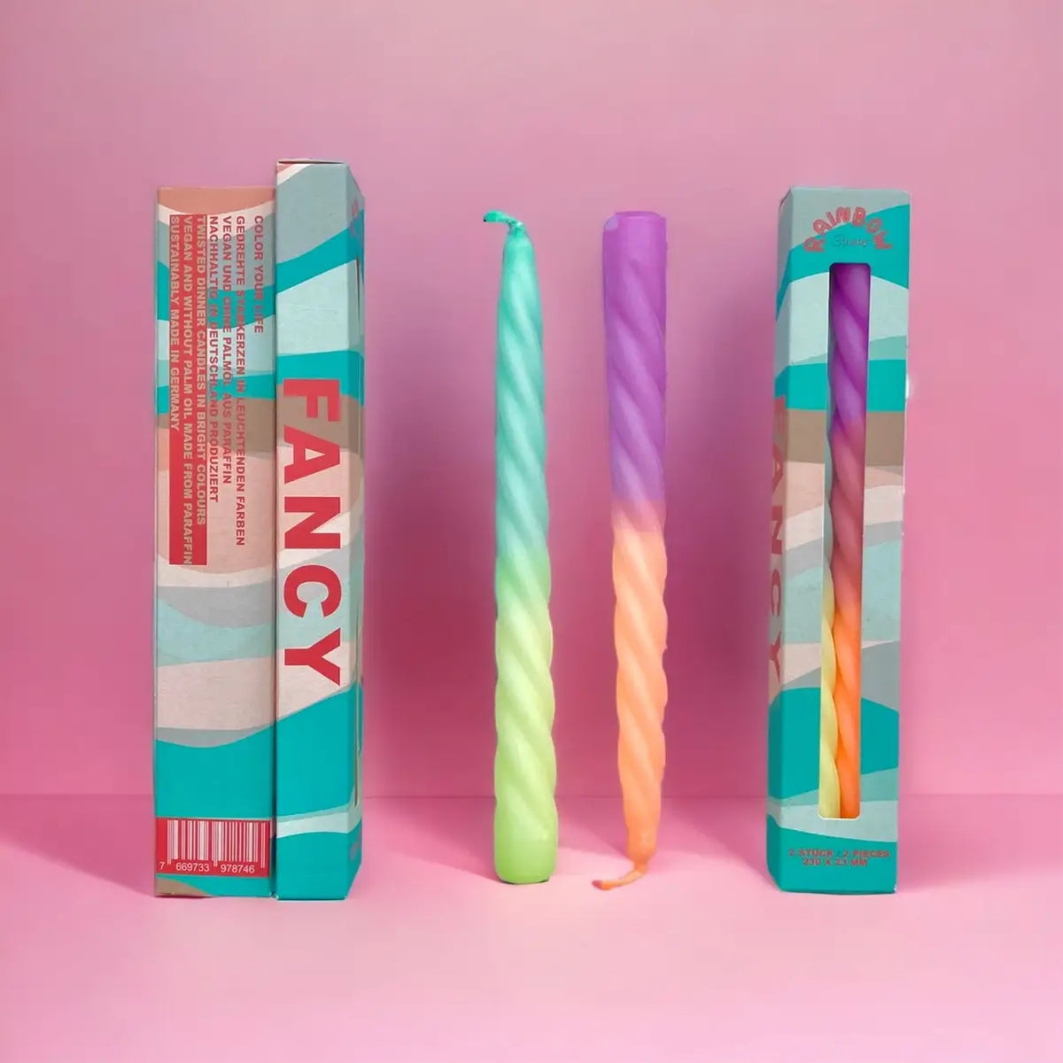 Pink-Stories-FAncy-Kerzen-2-Stueck-Rainbow-Studio-Kollektion-verpackung-und-Kerzen