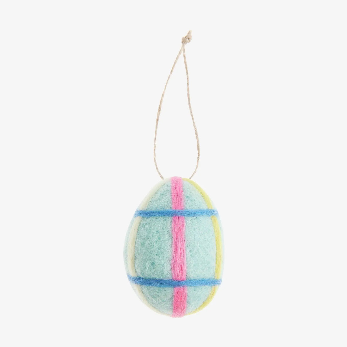 Handgefertigte Hängedekoration / Ostern / Filz-Ei / gestreift Blau / Ø4,5x6cm