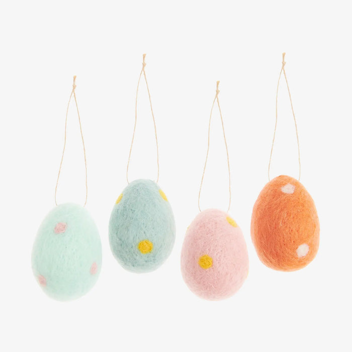 Handgefertigte Hängedekoration / Ostern / Filz-Ei / Osterei gepunktet / 4Stück